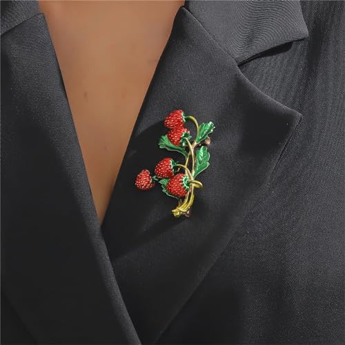 Image of WCRAZYE Red Strawberry Brooch Pin for Women Girls Cute Enamel Fruit Brooches Badges for Clothing Backpacks Bag Fashion Brooches Plant Lapel Pin Accessories Jewelry Gift