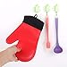 2 Finger Insulation Oven Colorful Double Insulation Gloves, Silica Gel and Cotton Non-Skid Kitchen Baking Tools, Concave and Convex Increase Friction Take Comfort Glove,Easy Hang Save Space (Orange)