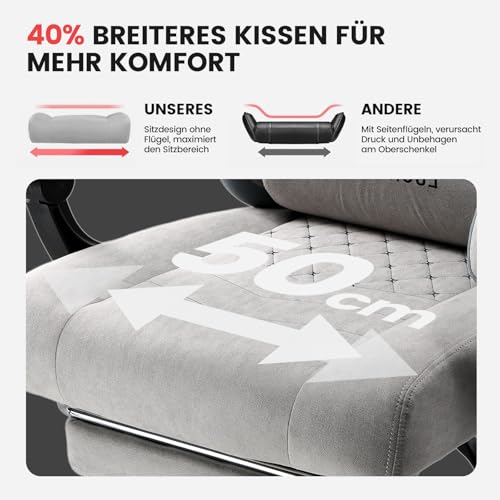 GTPLAYER-Gaming-Stuhl-Stoff-Gaming-Sessel-mit-Taschenfederkissen-ergonomischer-Drehstuhl-Gamer-Stuhl-mit-Fusstutze150-kg-Belastbarkeit-grau | Dealmeister.io Alt tag für bilder post titel