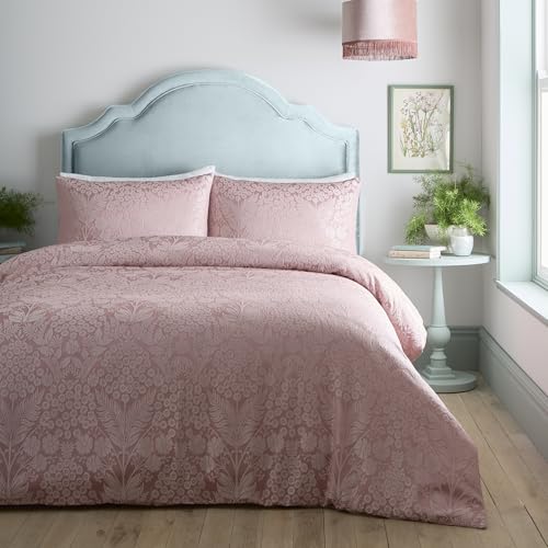 Appletree Heritage - Toria - Jacquard Duvet Cover Set - Super-King Bed Size in Blush, Pink