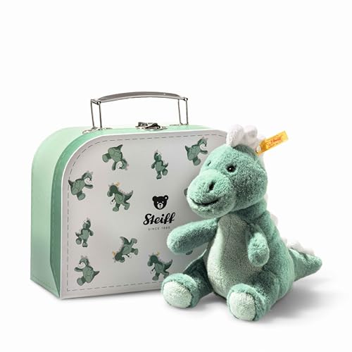Steiff Joshi Baby T-Rex 16cm gruenblau im Koffer, Soft Cuddly Friends, Kuscheltier Dinosaurier, Stofftier Dino zum Spielen & Kuscheln, aus kuschelweichem Plüsch, waschmaschinenfest