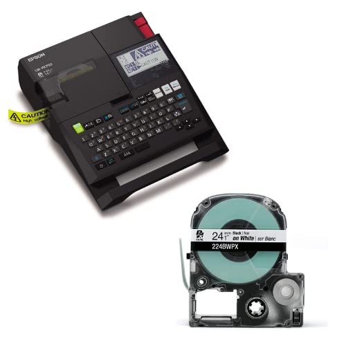 LABELWORKS Epson Library Aide Bundle - LW-PX750 Industrial Label Maker Kit - Complete Kit with Accessories and 4 224BWPX PET (Polyester) Tape Cartridge - Black on White Industrial Label Maker Tape