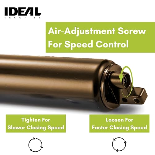 Ideal Security Model 8730 Heavy Duty Pneumatic Screen and Storm Door Closer with Wind Chain, 10.5\" L x 1.5\" W x 1.5\" H, Brown - Thumbnail 2
