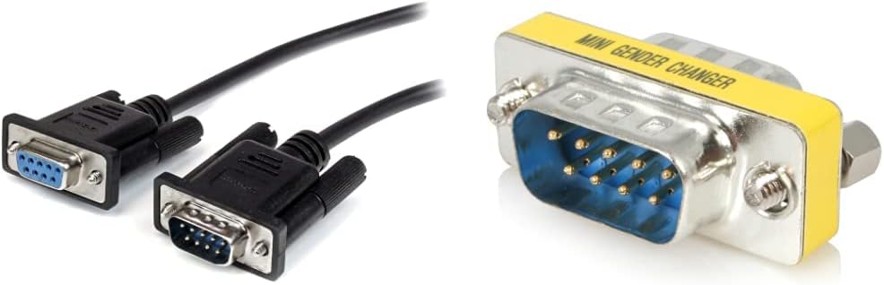StarTech.com 3m Black Straight Through DB9 RS232 Serial Cable & DB9 Gender Changer - M/M - DB-9 (M) to DB-9 (M) - GC9SM
