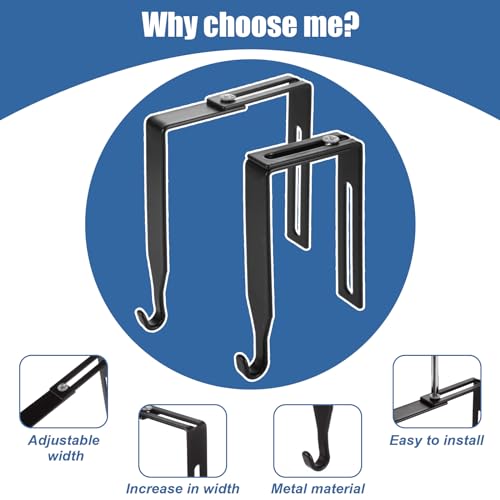 ABuff 18 Pack Adjustable Cubicle Hooks Cubicle Hangers, Metal Black Universal Partition Hanger Door Mirror Hanger, Fit 1 3/8" to 3 1/2" Panels Cubicle Clips for Fabric Walls, Office Whiteboard by ABuff - Used condition - Image 4