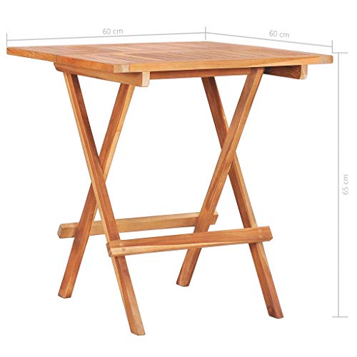 Mesa de madera de teca plegable para terraza color marrón 3