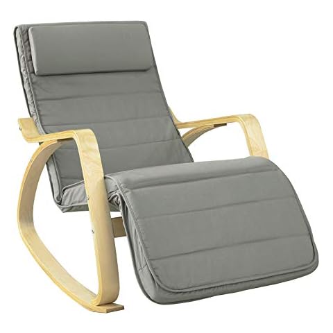 SoBuy FST16-DG Sillón de Relax con Reposapiés Ajustable Cover