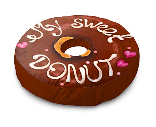 Image of Kesar Enterprises Donut /Doughnut Cushion /Pillow | Velvet Fabric|Birthday Gifts | Soft Toys | Suitable for Wheelchair, Car Seat, Home or Office for Kids Cushion | Size 14x14 inches