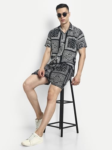 Image of DHRUVI TRENDZ Rayon Co-Ord Set for Men | Men's Cord Set | Night Suit for Men | T-Shirt and Shorts Set for Men | Night Dress for Men | Pyjama Set for Men