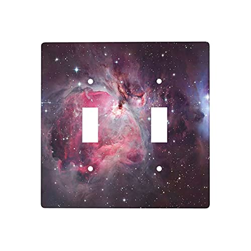 Galaxie-Wandplattenabdeckung für Kinder, Doppel-Kippschalter, dekorative Mädchen-Frontplatte, 1 Stück, 11,4 x 11,4 cm, Schrauben im Lieferumfang enthalten, für Schlafzimmer, Wohnzimmer Cover