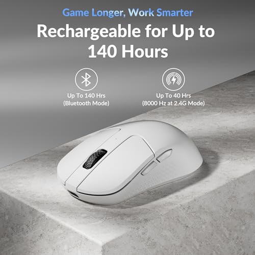 Image of Keychron M3 Mini 8K Wireless Gaming Mouse, 55g Lightweight, PixArt 3950 Sensor, 30K DPI, Bluetooth 5.3 /2.4GHz /Wired, Programmable, 140H Battery, for Mac /Windows /Linux - White