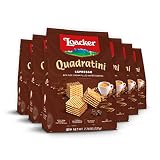 Loacker Quadratini Espresso bite-size Wafer Cookies| LARGE Pack of 6 | Crispy Wafers with 4 creamy l