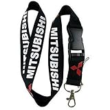 Mitsubishi JDM - Correa para el cuello, con mosquetón, accesorio, ideal para colgar una tarjeta de identificación, las llaves del coche, teléfono móvil, correa de 2,54 cm de ancho, color negro