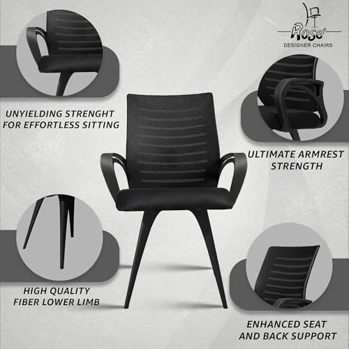 Image of ROSE Elite | 3 Years Brand Warranty | Ergonomic Office Chair, Study, WFH, Revolving, Rolling, Desk, Task, Laptop, Student Chair (Black, Elite MB Reception)