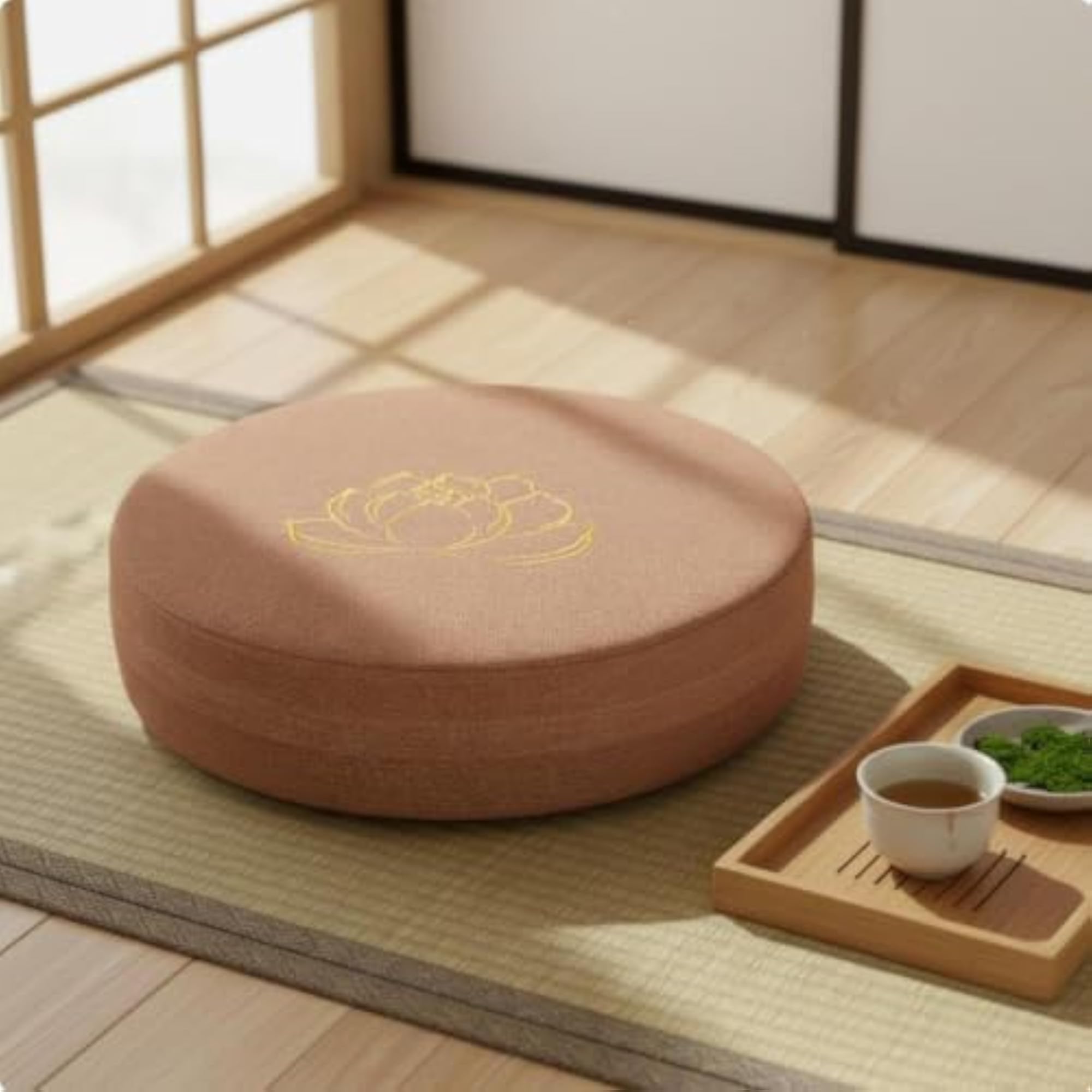 Japanese Tatami Cushion with Removable Washable Cover, Meditation