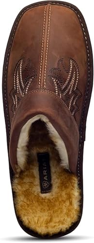 ARIAT Men's 2842 Silversmith Outdoor Indoor Western Suede Foam Cushioned Square Toe Exotic Slipper, Chocolate, 10