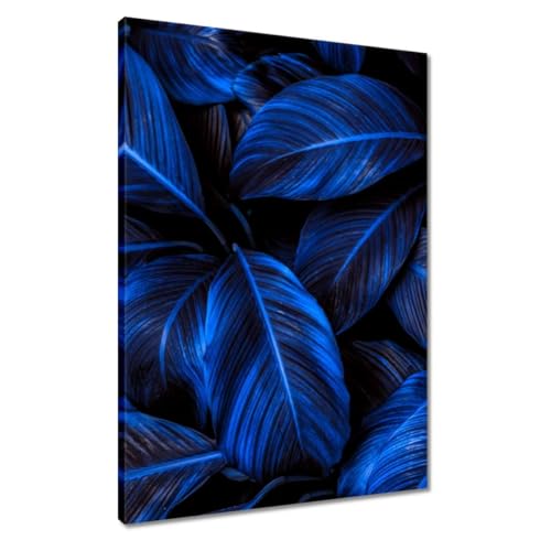 Peinture imprimée toile pour masquer un mur vide Feuilles bleues