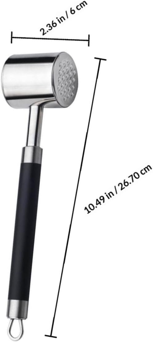 Luxshiny Stainless Steel Meat Tenderizer Mallet with Black Non-slip Handle, Dual-sided Pork and Beef Hammer for Kitchen Steak Pounder, Single Piece Meat Pounder Tool for Cooking