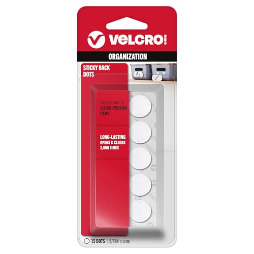 VELCRO Brand - Przyklejany tył - 15 cm monety, 15 zestawów - białe