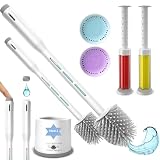 Dos Escobilla de baño con dispensador jabon de Silicona Recargable - escobilla WC - Piacaba casa de banho - Accesorios baño - escobillero baño (Dos Piezas Escobilla Recargable con Ambientador y Gel)