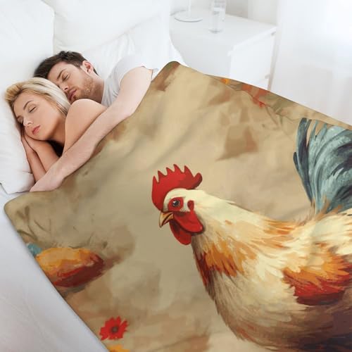 Couverture polaire canapé art poulet plaid doux 140x178 cm