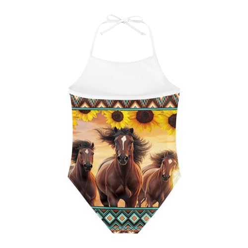 Image of Cute Backless One Piece Swimsuits for Girls Adjustable Halter Strap Bathing Suit Beach Swimwear for Girls