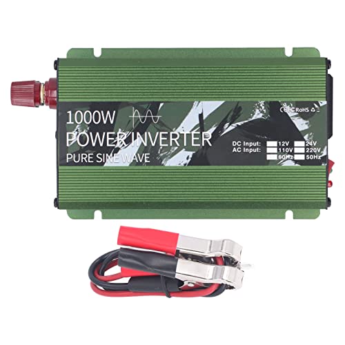 Onduleur 1000w DC 12v à 220v, Onde Sinusoïdale Pure DC à AC Power Inverter avec Ventilateur De Refroidissement pour Extérieur/Urgence/Camping/Voiture