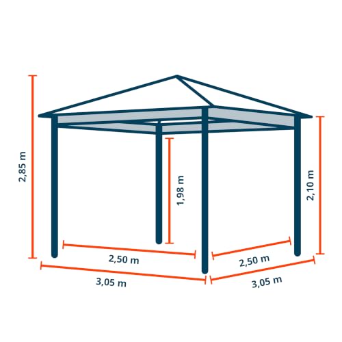 TOOLPORT Pawilon ogrodowy 3x3 m, aluminium, poszycie 220 g/m², szary