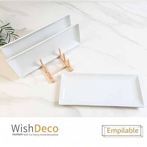 WishDeco Lot de 3 Plateaux de Service, Assiettes Blanches 35x15 cm – vue 5