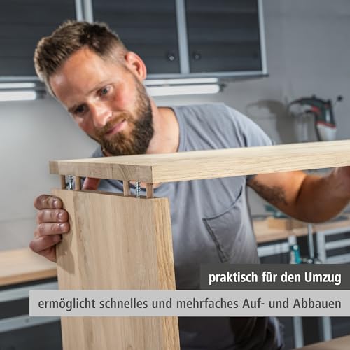 wolfcraft Exzenter-Möbelverbinder-Set - 4665000 - Komplett-Set für lösbare Schraubverbindungen im Möbelbau - inklusive Bohrschablone, Schrauben, Dübeln und Excenter Verbindungsbeschlägen