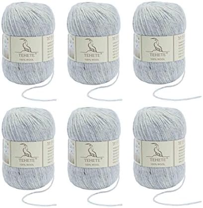 TEHETE 100% Wool Yarn for Knitting and Crochet Yarn, 3ply, Soft and Luxurious Set of 6-Green