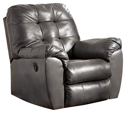 Signature Design by Ashley - Alliston Contemporary Faux Leather Rocker Recliner - Pull-Tab