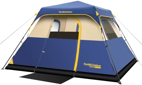 FanttikOutdoor Zeta C4 Pro Camping Tent 4 Person Instant Cabin Tent Setup in 60 Seconds with Rainfly & Windproof Portable with Carry Bag for Family Camping & Hiking, Upgraded Ventilation, Navy Blue