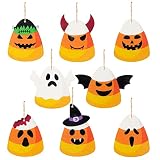 WATINC 25pcs Halloween Wood Candy Corn Hanging Ornament Decorations, Candy Corn Cutouts Trick or Treat Party Wooden Gift Tag Decor, Crafts Pendant Sign for Home Fireplace Tree Wall Décor (8 Styles)