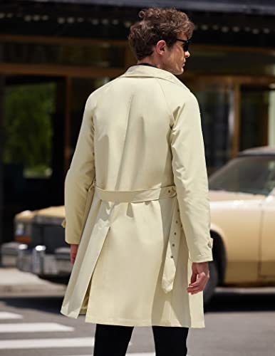 Coofandy Casual Cotton Regular Fit Windproof Trench Coat Men Double Breasted(Khaki,M) #TOP2