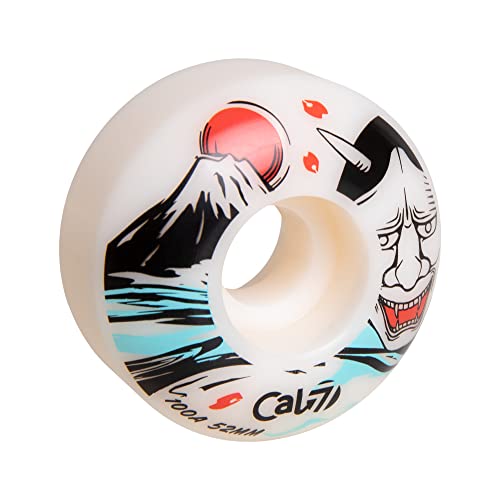 Cal 7 Catch-22 Skateboard Wheels, 52mm & 100A, Black & White Design, Great for Trick, Street & More (White Oni) - Thumbnail 5