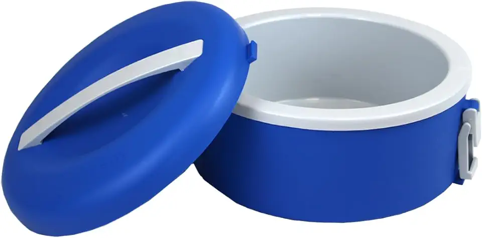 Marmita 1,5 litros Presilha S/Divisória Dupla fechamento com presilhas, Quente e Frio barata Custo Benefício, mantem o alimento (Vermelho/Cinza)