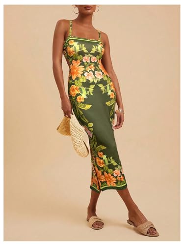 Image of Floerns Women's Tropical Bow Tie Back Long Dress Sleeveless Maxi Dress | Hawaiian Resort Wear, Coastal Vacation, Beach Wedding Guest, Side Slit, Spring Break Outfits