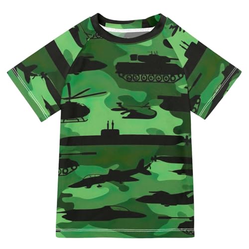 Camisas de natación para niños, camuflaje militar UPF 50+, secado rápido, protección solar y arena, camiseta de natación de 3 a 12 años, camuflaje (Military camouflage), 4 años