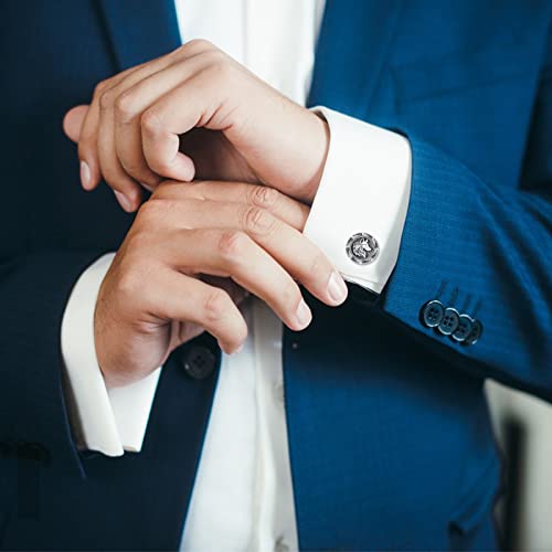 Wolf Cufflinks Sterling Silver Round Cufflinks Suit Accesorries Cufflinks Jewelry Gifts For Men Husband #TOP5