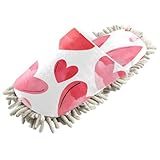 YEGAME Microfiber Kitchen Cleaning Slippers, Valentines Heart Soft Washable Reusable House Cleaning Slippers for Men Women, Dust Dirt Hair Microfiber Mop Cleaner Shoes, Large