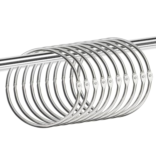 Paquete de 10 anillos grandes de metal de 80 mm, anillos versátiles para encuadernación de libros con liberación rápida, anillo para llaves con abertura para colgar cortinas de ducha, ropa, hojas