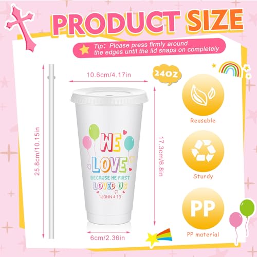 Uiifan 50 Pcs Christian Cups Bulk, Bible Verse Tumblers, White — view 2