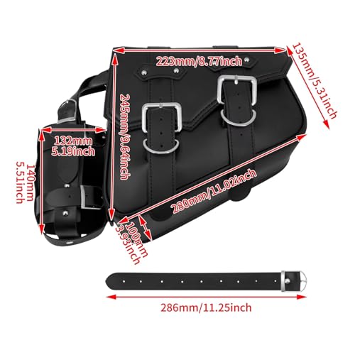 Alforjas de PU para motocicleta y equipaje lateral negro compatible con Dyna Softail 5