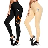 ACTINPUT Leggings Damen Gefüttert Thermoleggins Mit Innenfleece High Waist Schwarz Leggins Lang Winter Warme Sportleggins Strumpfhosen Yogahose Laufhose Sporthose mit Taschen
