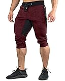 FASKUNOIE Men's Capri Jogger Pants Fashion Summer Short Pants Tapered 3/4 Shorts Wine Red