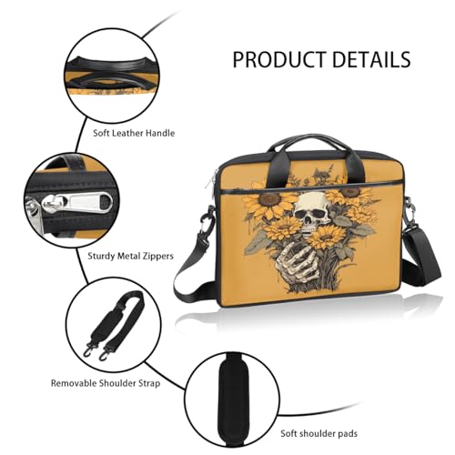 Bolso para portátil con estampado girasol Skull 15 pulgadas miniatura 4