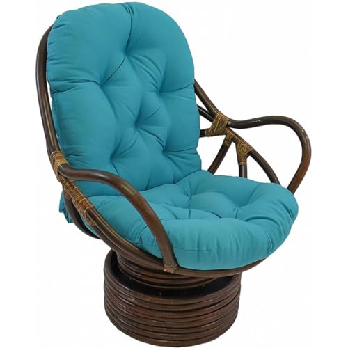 Coussin pour fauteuil en rotin pivotant doux et durable bleu lac - 2
