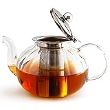 IwaiLoft NEW Glass Teapot with Infuser, Stovetop Safe Tea Kettle, Blooming and Loose Leaf Tea Maker IW-G016 (40OZ, Stovetop Safe Teapot with Removable Infuser)