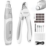 TOOLSBAT Dog Nail Grinder and Clippers - Upgraded 3-Speed Electric Rechargeable Pet Nail Trimmer wit